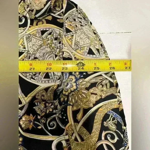 H&M Women Blouse Top Black Gold Floral Geometric Button Collar Long Sleeve US 4 - Picture 12 of 12